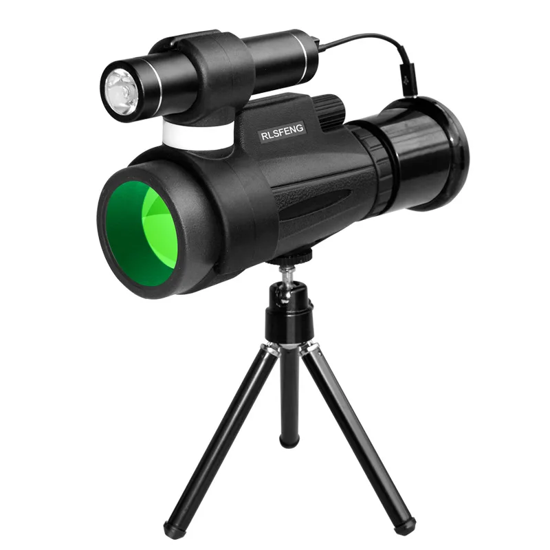 HD 12x50 Инфракрасный ночного видения цифровой мощный Монокуляр оптический зум зеленый фильм прицел телескоп со смартфоном штатив клип - Цвет: 1 set