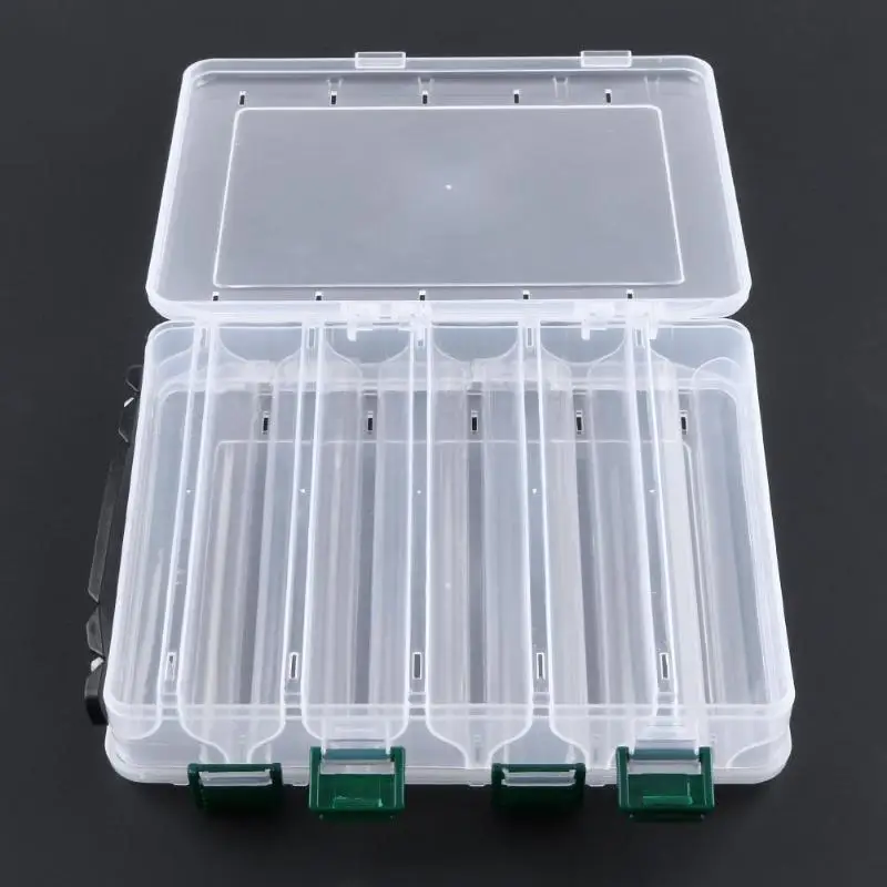 Double Sided 5+5 Compartments High Strength Transparent Plastic Fishing Box Lures Bait Storage Boxes Fishing Tackle Pesca