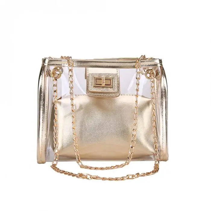 clear purse gold chain
