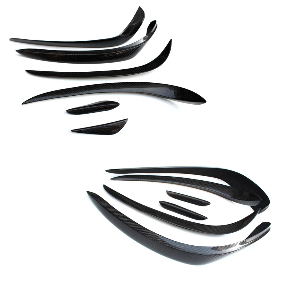 For CLS W218 Front Lip Splitters 6pcs black Carbon For Benz CLS-Class CLS350 CLS400 Front Lip Bumper Splitter Wing Spoiler 15-16