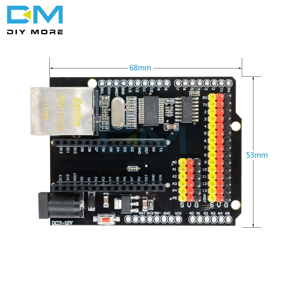 Плата расширения для модуля ENC28J60 Ethernet V2.0 2 0 NANO UNO R3 Duemilanove Leonardo MEGA совместимая с
