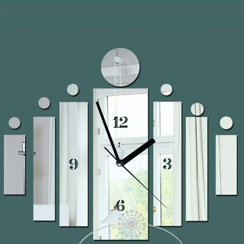 Large Wall Watches Modern Art Creative Quartz Silent DIY Acrylic Mirror Cylinder Wall Clock for Home Decoration 50x60cm