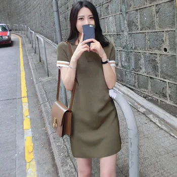 

Women Summer Turn-down Vestidos Mini Sexy Short Striped Ladies Patchwork Dress Sleeve Female Casual Collar