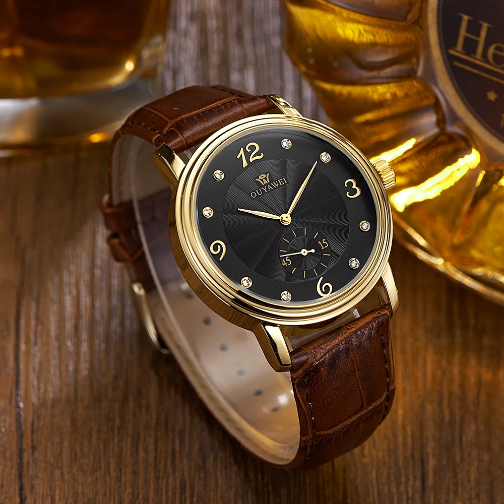 Новое поступление OUYAWEI автоматические часы для мужчин наручные часы модные водостойкие часы мужской аналоговый Relogio Montre Homme