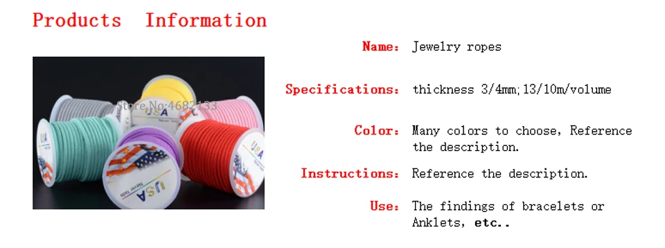 Минимальный заказ = 1 шт, 3 мм, 4 мм, для самостоятельной сборки, ювелирное изделие, шнуры, веревки, нити, высокое качество, не выцветает, полиэстер, узел макраме