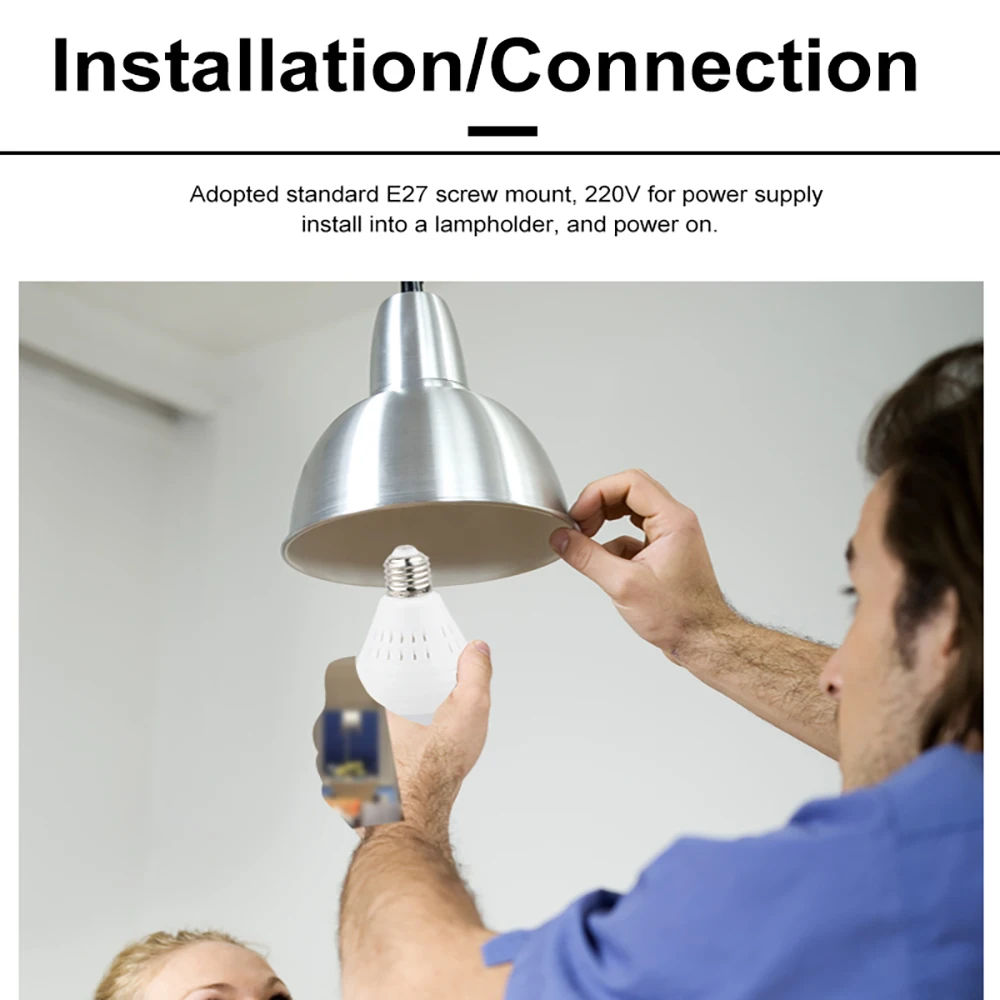 3MP Luce di Lampadina WiFi Della Macchina Fotografica Panoramica IP di Sorveglianza di Sicurezza co