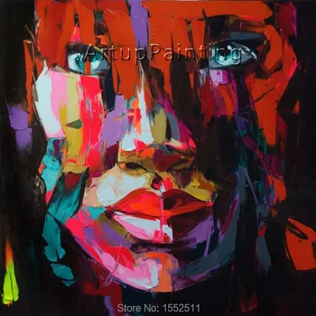 

Palette knife painting portrait Palette knife Face Oil painting Impasto figure on canvas Hand painted Francoise Nielly 0610-19