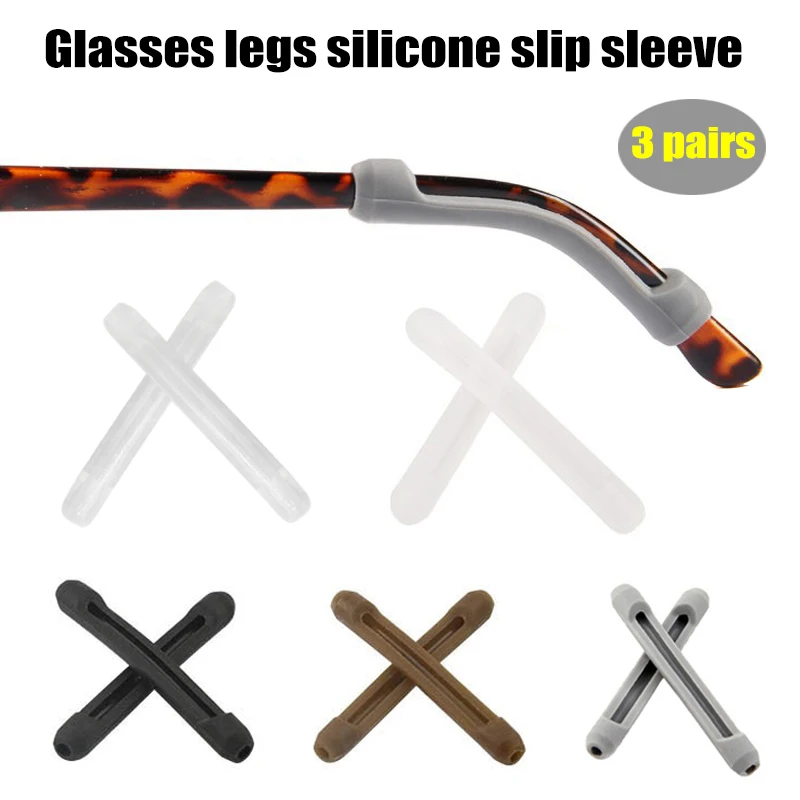 

3 Pairs Glasses Tips Silicone Ear Hook Anti-Slip Sets Glasses Leg Sets Safety Retainer Ear Hooks for Eyeglass Sunglasses Eyeglas