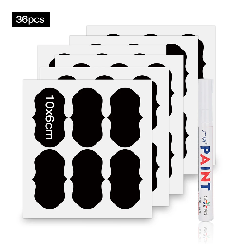 

36pcs Kitchen Label Spices Stickers Removable Storage Bottles Jar Jam Label Stickers Jars for Spices Chalkboard Labels Sticker