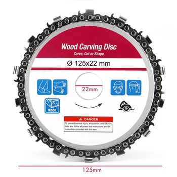 

5 Inch 14 Tooth Chain Plate 125x22mm Woodworking Saw Blade Cutting Blade Wood Slotted Saw Blade Carving Disc For Angle Grinder