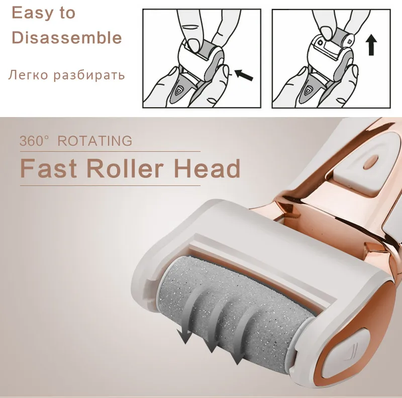 Перезаряжаемые мозолей Remover VS Sholl Ноги Уход Инструмент о Педикюр Электрический Уход за ногами файл для ног Peel+ 3 ролик головки