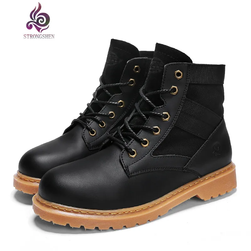 

Warm genuine leather military winter-fall men's motocycle boots work safeti shoes Men's boots lace-up shoes Top quality boots
