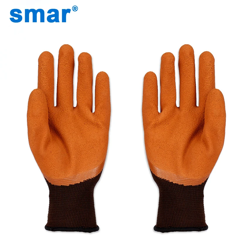 

Smar Factory Use Latex Microfine Foam Gloves Men Women Safety Working Gloves Muti-Function Gloves in Brown