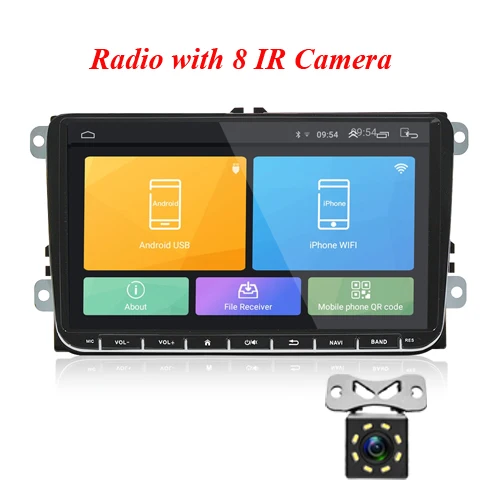 Hikity 2din Android Автомагнитола Стерео gps Navi " Bluetooth мультимедийный плеер авторадио для Passat Golf MK5 MK6 T5 EOS POLO Toura - Цвет: With 8 IR Camera