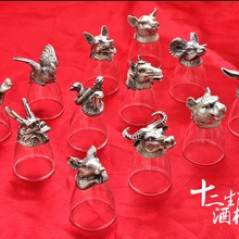 Изысканный Китайский Зодиак в виде голов животных инкрустированный бокал для ликера чашки