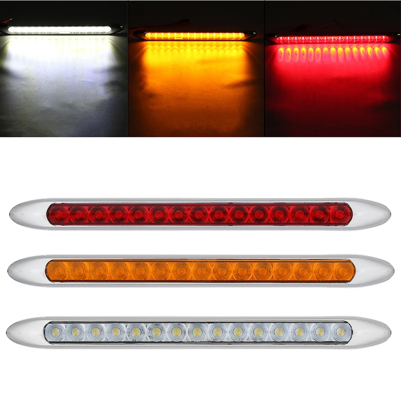 

15LED Ultra Slim Car Trailer Truck Caravan Tail Light Rear Red Yellow White Stop Warning Lamp Reverse Turn Signal Light