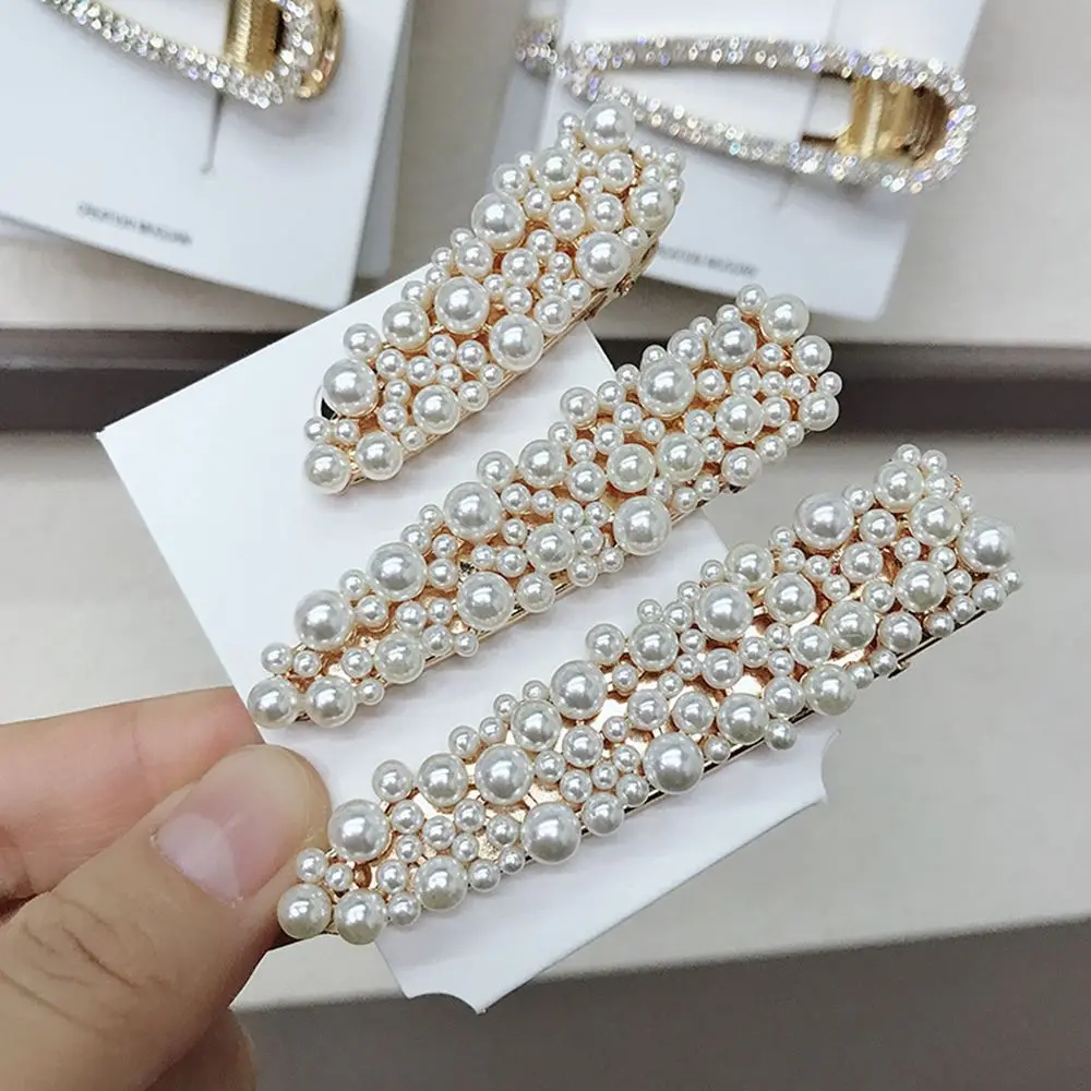 

Women Fashion Hollow Heart Imitiation Pearl Hair Clips Hairpins for Women Geometric Waterdrop Hairgrip Hair Styling Tools