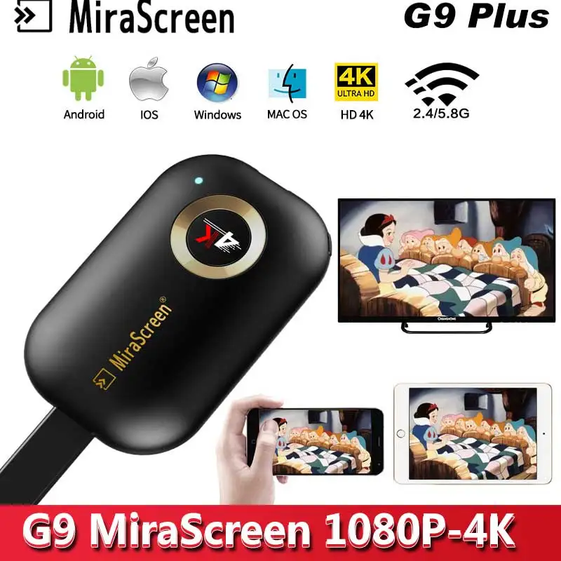 

G9 TV Stick Mirascreen 2.4G/5.8G 4K Wireless HDMI Wifi Display Dongle Mirroring Miracast Airplay Receiver for Android iOS
