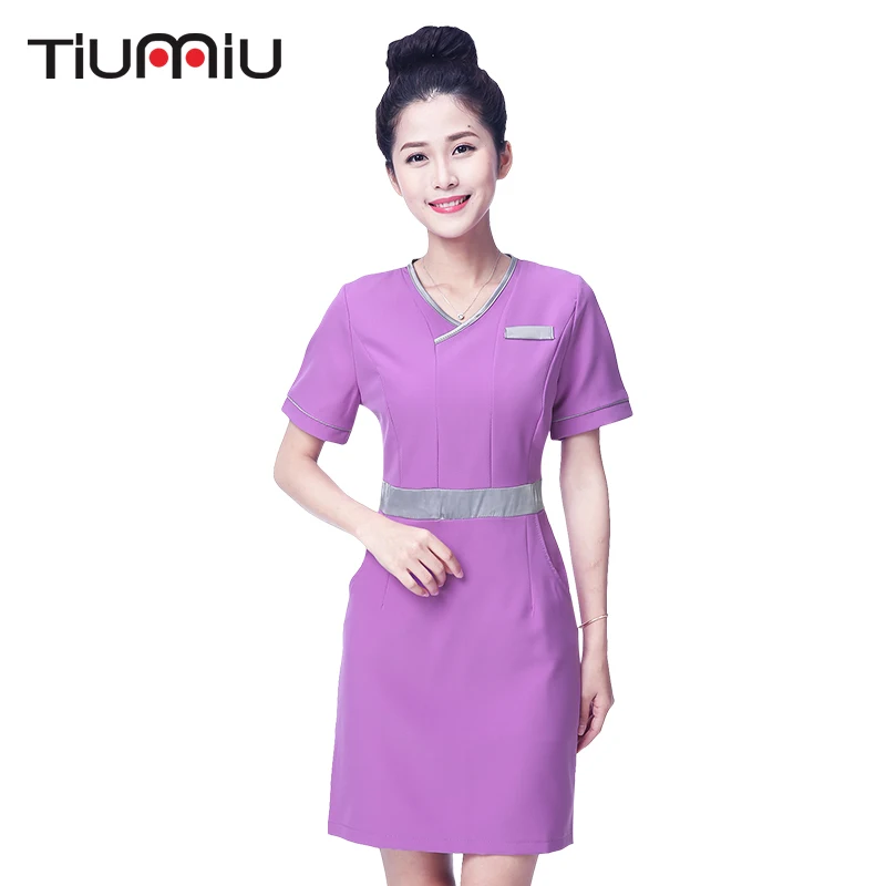 

2018 Beauty Salon Lab Dress Hospital Doctor Nurse Uniform Women Short Sleeve Medical Uniform Attire SPA Fashion Workwear Uniform