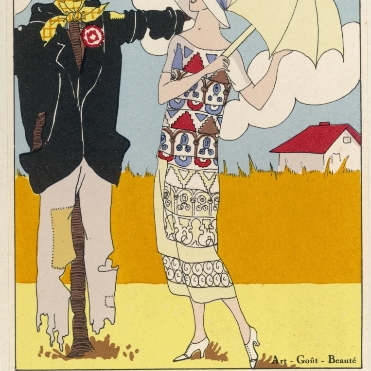 Elegant Lady With Inelegant Scarecrow Poster Print By Mary Evans Picture Library (18 X 24)