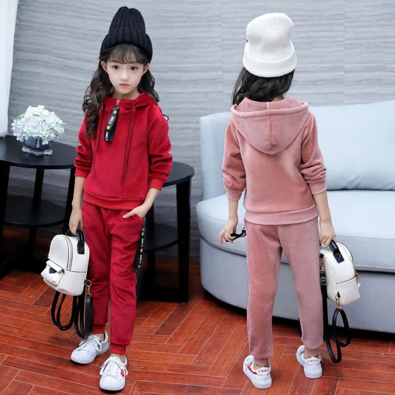 Conjunto de ropa para niño niña, ropa de invierno 2018, nueva moda para prendas de vestir con cálidas y gruesas, pantalón 2 uds, traje deportivo 8 de ropa| - AliExpress