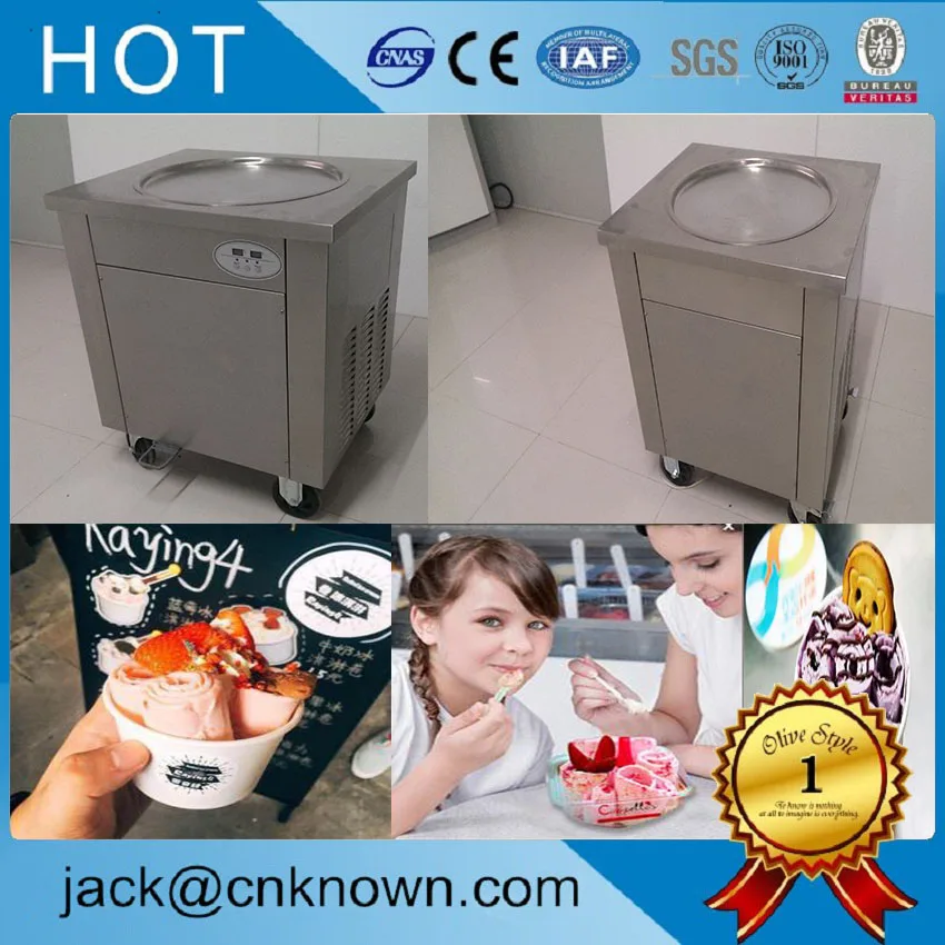 

High quality 304 Stainless Steel R410A Refrigerant single pan Roll fry ice cream machine with good servive