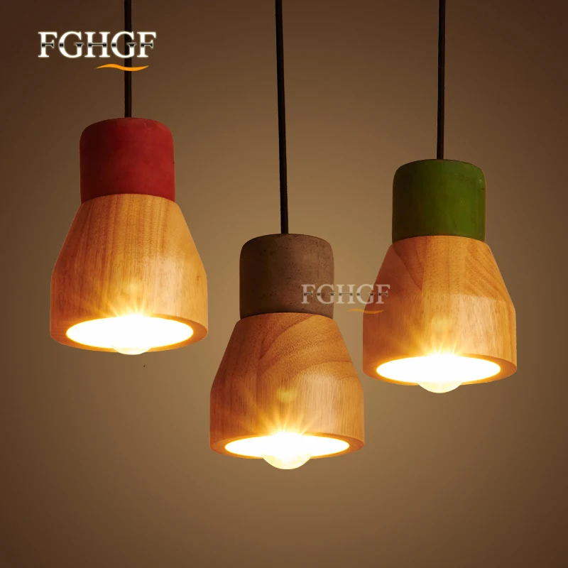 

American Country Style Pendant Light Lustres Lamp 120cm wire E27 / E26 Socket Droplight wood indoor Decoration Hanging Lamp