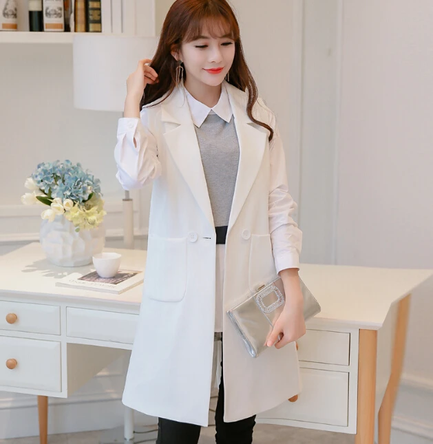 

Spring Autumn long suit blazer clothes show thin Tank top sleeveless Cardigan suit blazer blue black white blazer work jacket