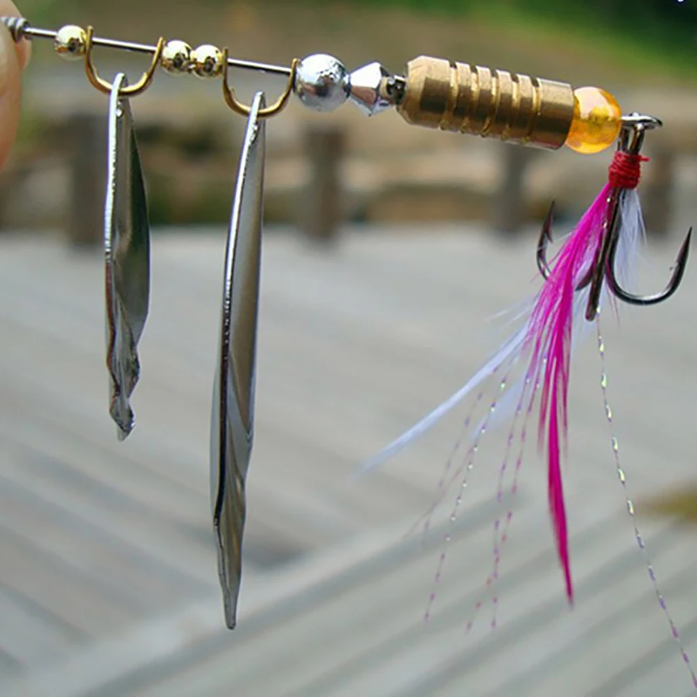 6.5cm/7g Spinner Spoon Hard Metal Fishing Lures Baits Feather Tail
