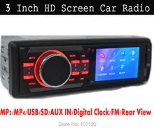 3 inch TFT Screen,12V Car radio MP3 MP4 player, Car stereo 1 Din In Dash,AUX in,FM radio support USB port/SD,Remote Control