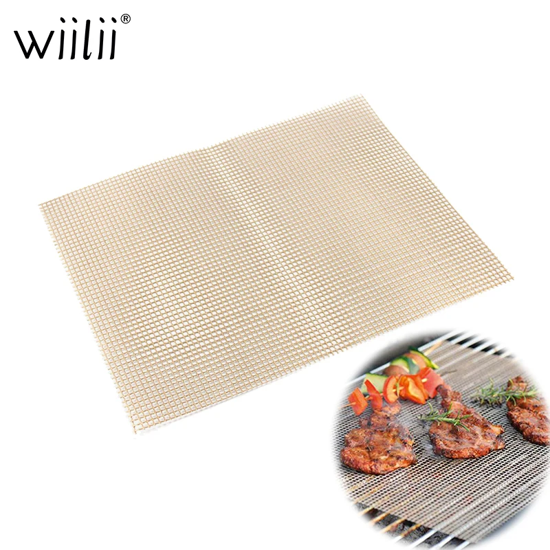 Teflon Non stick BBQ Grid Mat For Outdoor Grill Topper Mesh Net Camping