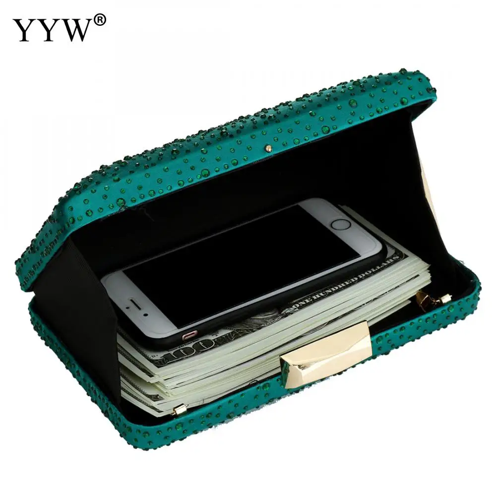 الأخضر أزياء مساء حزب برشام حقائب يد الزفاف جيب للهاتف الخليوي Crossbody حقيبة للنساء 2018 براثن مع حجر الراين