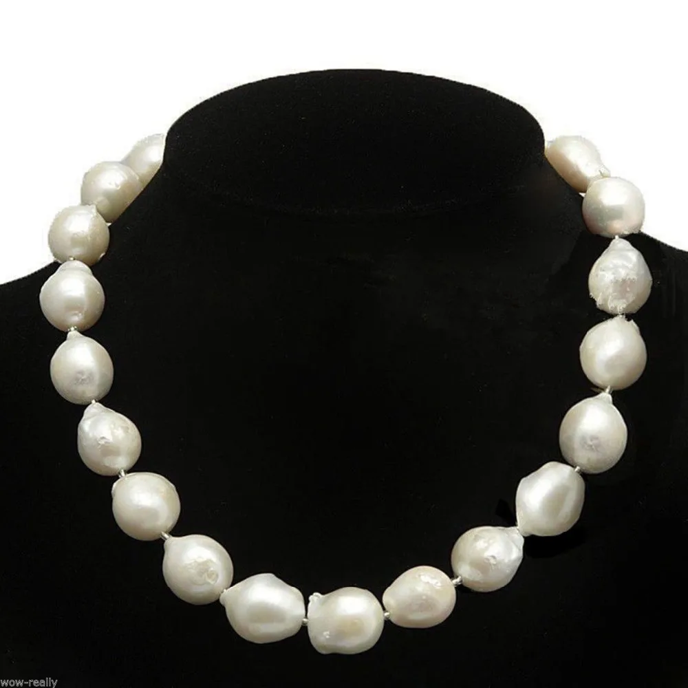 

Hot sale new Style >>>>> RARE HUGE 13-15MM WHITE SOUTH SEA BAROQUE KESHI PEARL NECKLACE 18" JEWELRY