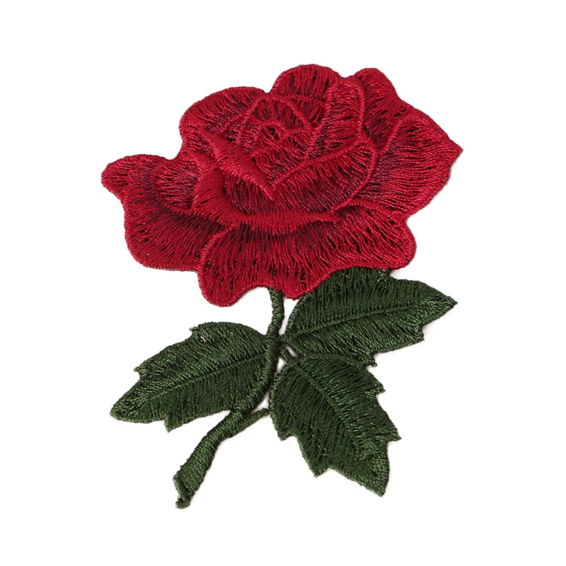 

Women Top Patches DIY Clothes Sticker Wedding Iron-on Sew-on Red Rose Flower Embroidery Fabric Sew On Patch Applique Craft