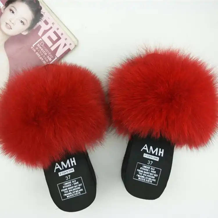 real fur flip flops