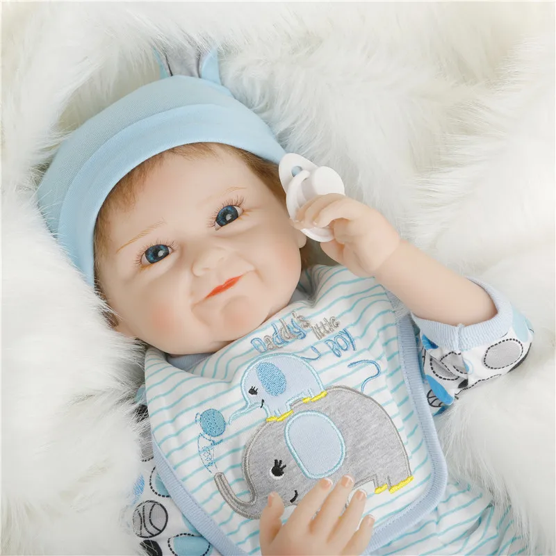 SanyDoll 22 дюйма 55 см силиконовые куклы для новорожденных реалистичный модный синий