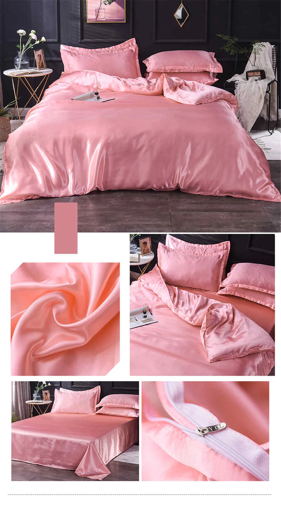 Slowdream Luxury Purple Stain Silk Bedding Set Silky Queen King Bed Set Bedclothe Duvet Cover Queen King Sheet Pillowcase