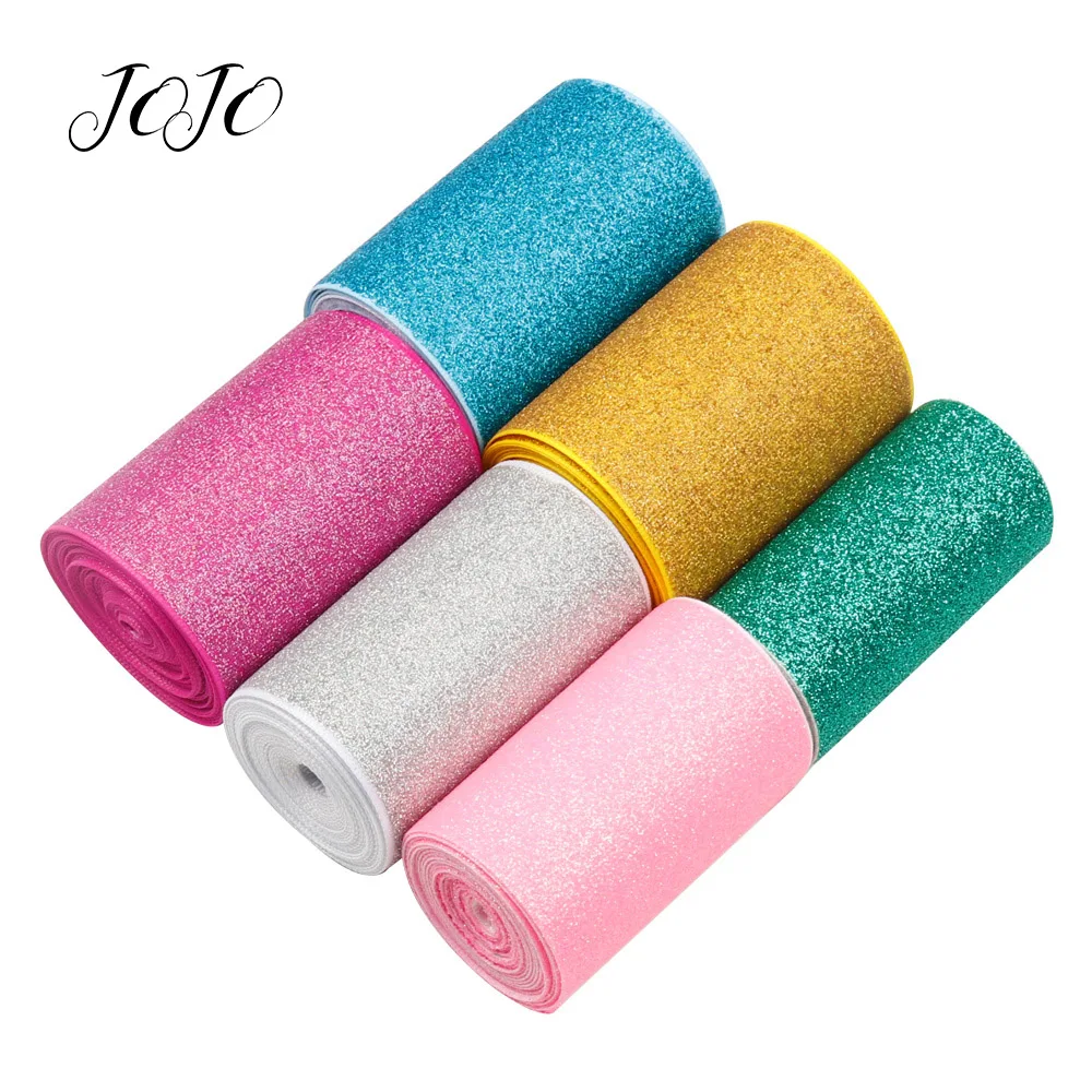 

JOJO BOWS 75mm 2y Sparkly Glitter Ribbon For Needlewrok Solid Webbing Shoe Garment Sewing DIY Hair Bows Gift Wrapping Supplies
