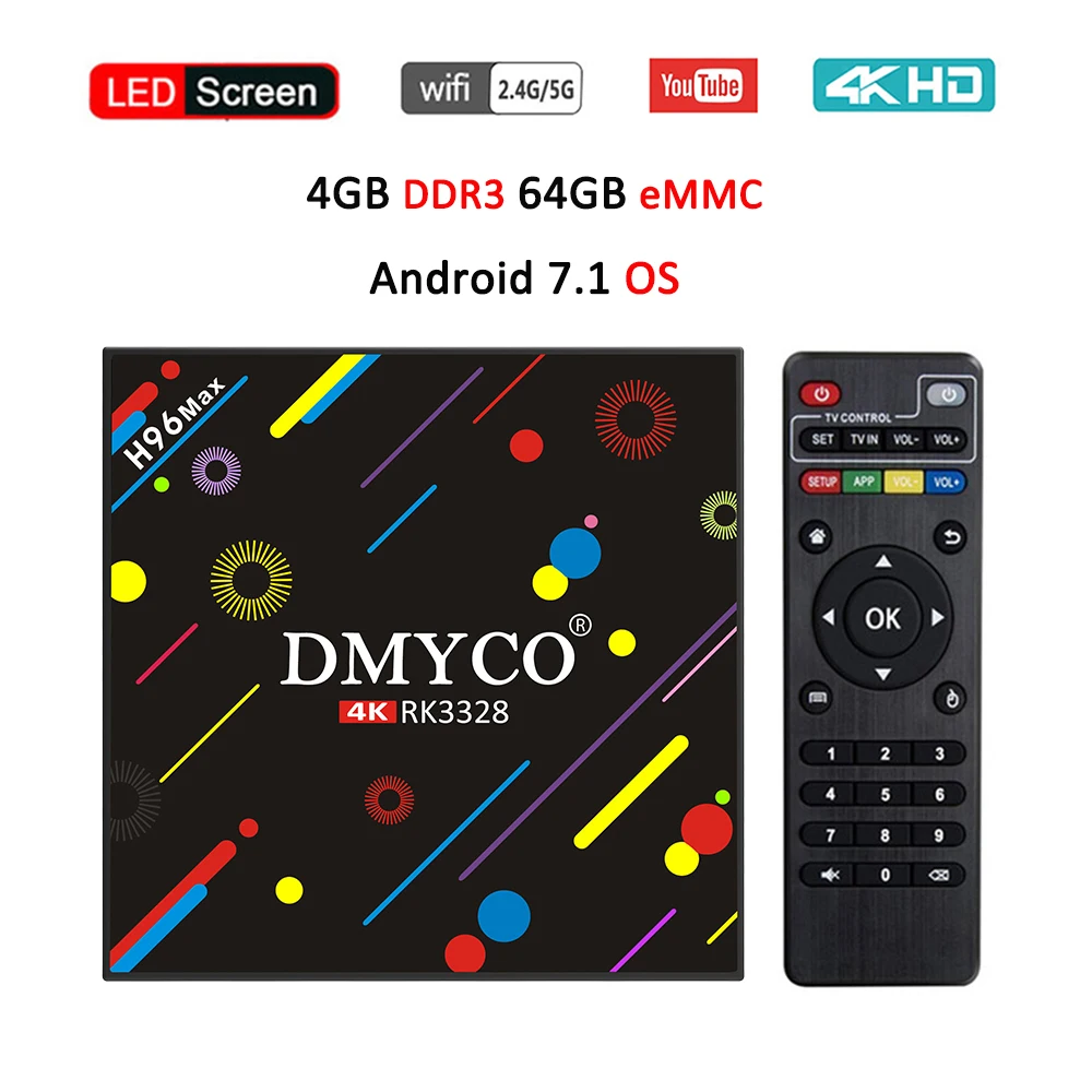 

Android 7.1 TV Box H96 MAX H2 4GB RAM 64GB ROM RK3328 Quad Core 4K VP9 HDR10 USB3.0 5G WiFi Bluetooth 4.0 Smart TV Media Player