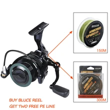 Спиннинговая Рыболовная катушка+ леска, Передняя система сопротивления, Передаточное число 6,3: 1 9BB+ 1 ручка с ЧПУ, резиновая ручка, Рыболовная катушка соленой воды, колесо