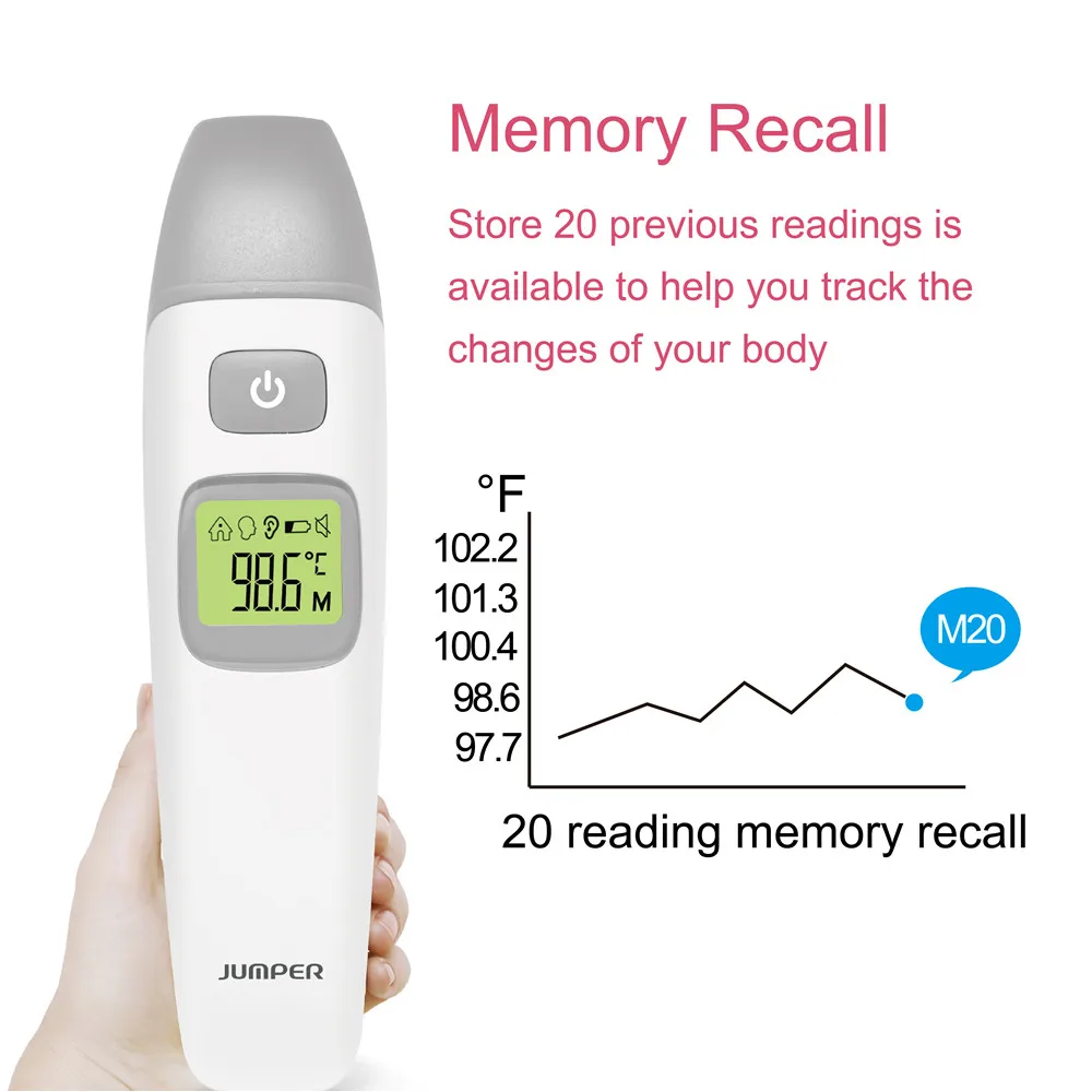 Digital LCD IR Infrared Thermometer Gun Laser Non-contact Baby Forehead Body Surface Eardrum Temperature instruments JPD-FR408 (16)