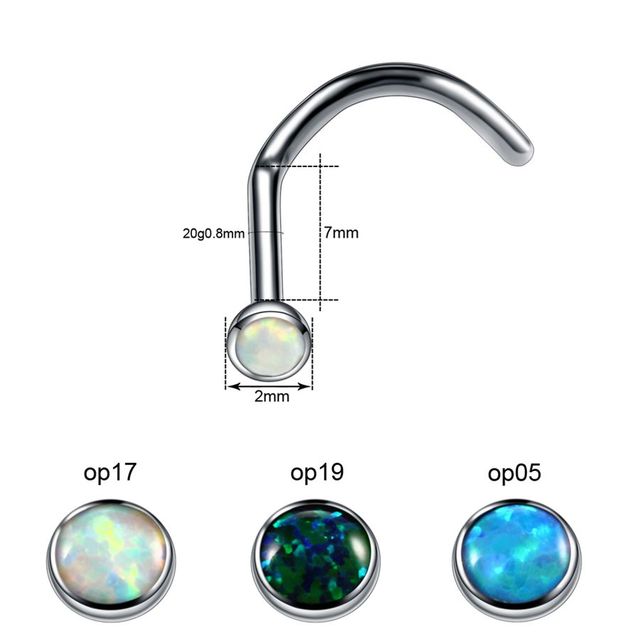 Titanium Labret Nostril Vagina CBR Piercings Opal Ear Septum Helix Cartilage Opal BCR Piercings Micro Dermal Anchor Jewelry