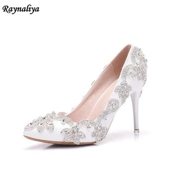 

Handmade Women Pumps Princess Shoes Pearl Rhinestones Wedding Shoes Crystal Adult Ceremony Super High Heels XY-A0044