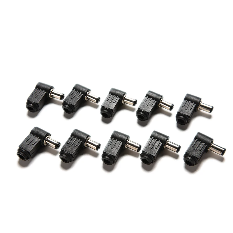 Cabo de Alimentação 90 Graus Ângulo Direito Macho Tomada Cabo de Solda Ponta Conector do Adaptador 2.1x5.5 mm 2.1 mm 10 Pcs Preto dc - Imagem 4