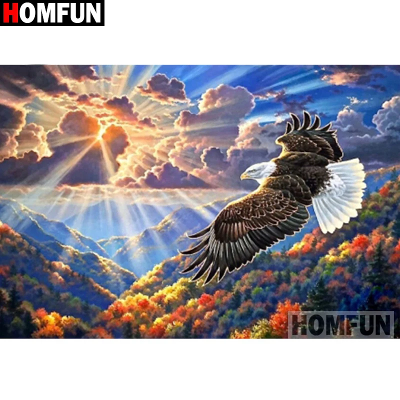 Набор для алмазной вышивки HOMFUN A16386 алмазная живопись Орл закат с полными