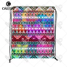 Фиолетовый розовый неоновый яркий Анд абстрактный геометрический Богемия отдельных нейлоновая ткань drawstring рюкзак, мешок для подарков набор из 4