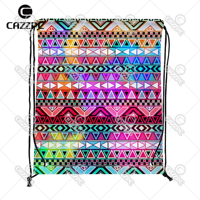 

Purple Pink Neon Bright Andes Abstract Geometric Bohemia Individual Nylon fabric Drawstring Backpack Gift Bag Pack of 4