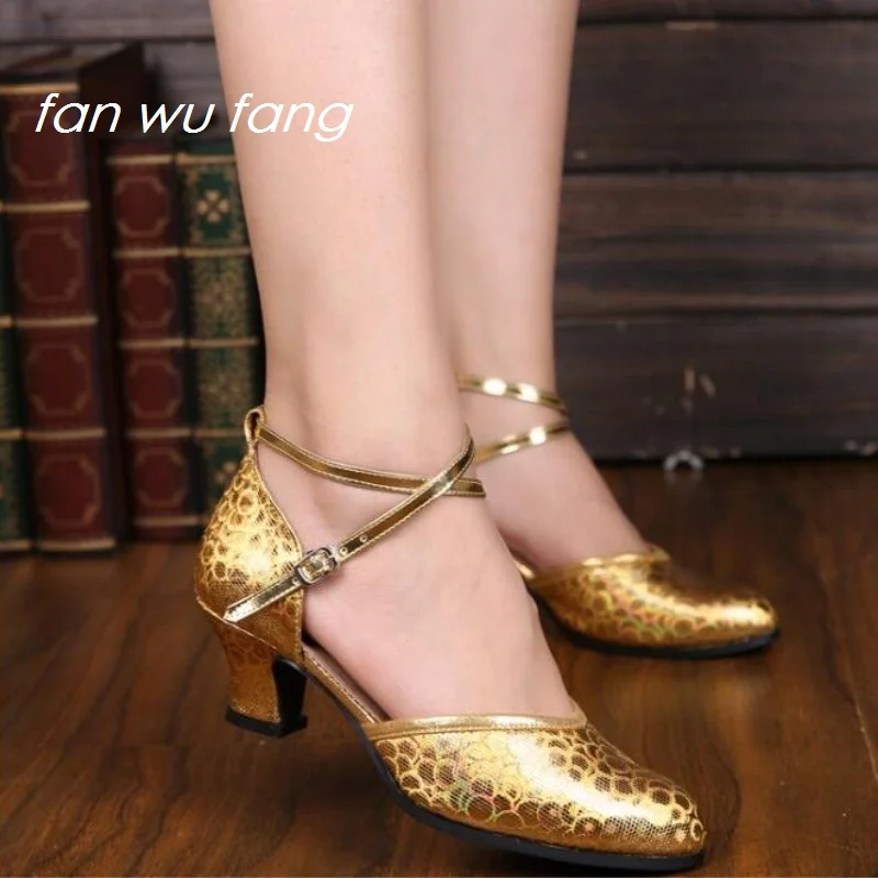 

fan wu fang 2017 New Arrival Pattern Pu Rubber/Fur Sole Ballroom Latin Dance Shoes Tango Dancing Sneakers Adult Women Ladies 839