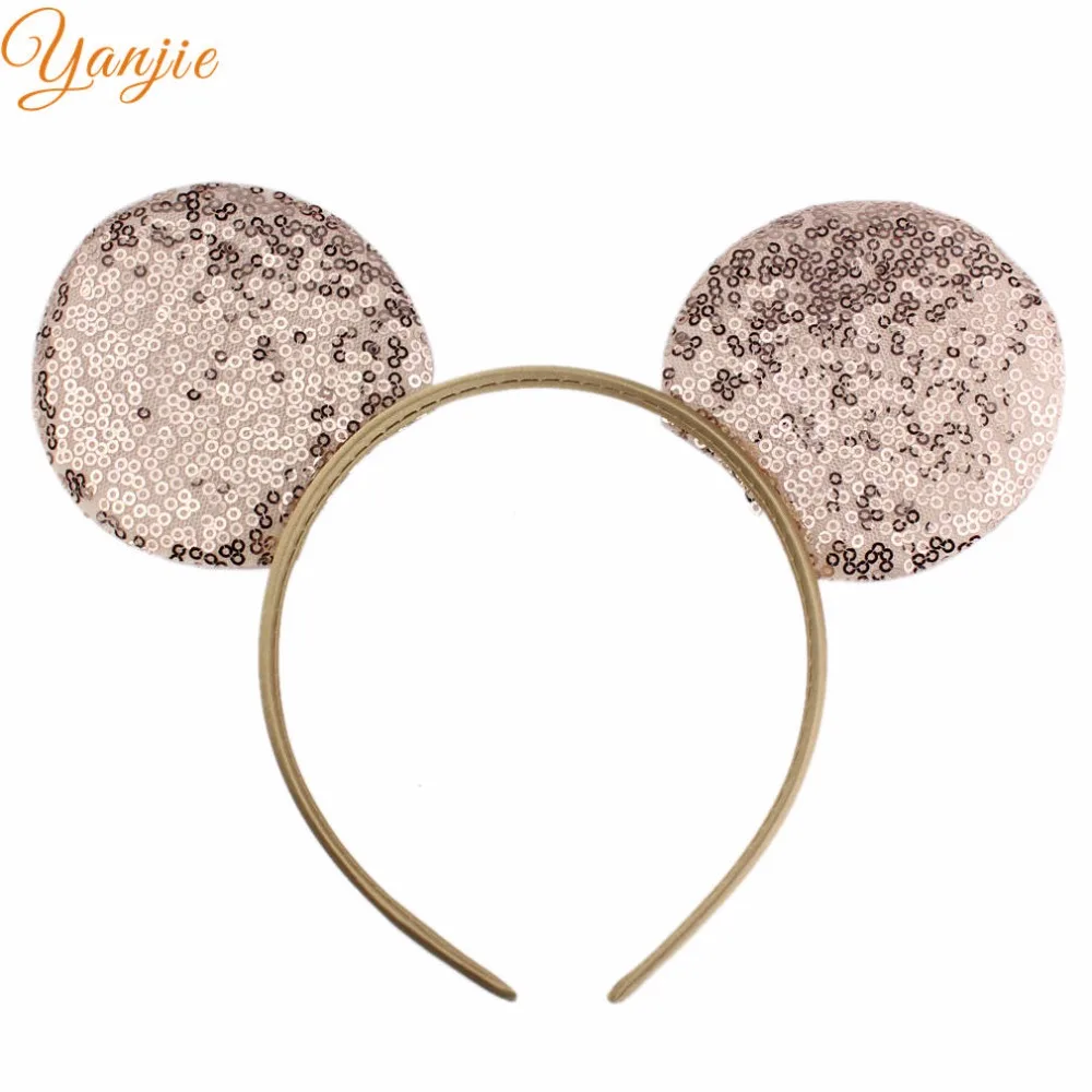 

14pcs/lot 2019 Trendy Big Sequins Minnie Mouse Ears Headband Glittle DIY Girls Hair Accessories For Kids Headband Party Mujer