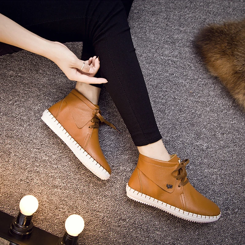 New Fall Fashion Genuine Leather Hot font b Women b font Casual Shoes Pointed Toe Black